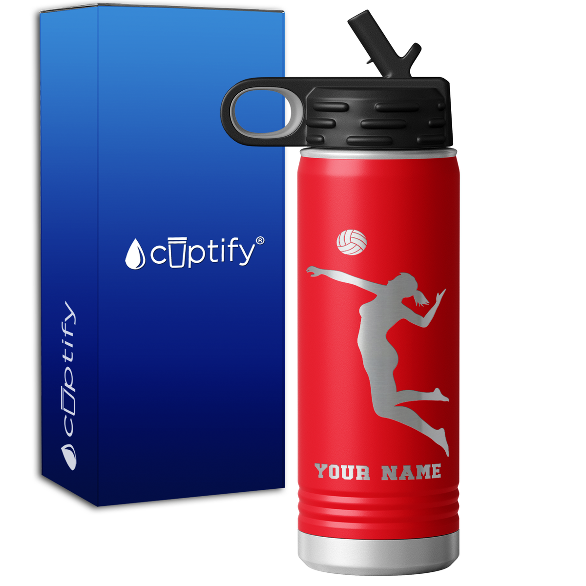 Personalized Jumping Volleyball Girl 20oz Sport Water Bottle