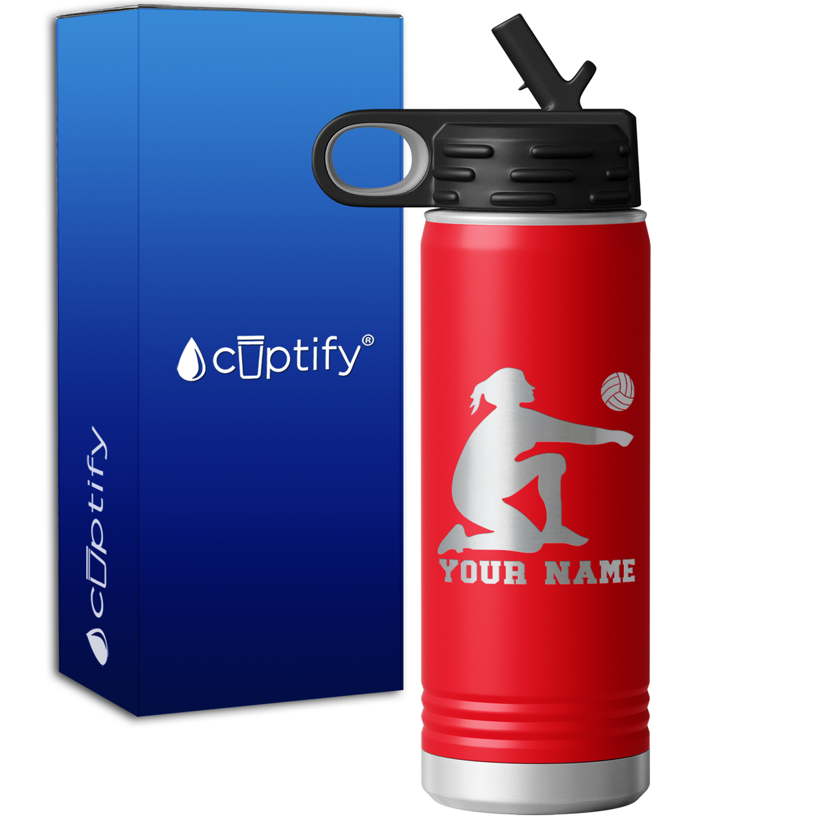 Personalized Volleyball Girl Bumping 20oz Sport Water Bottle