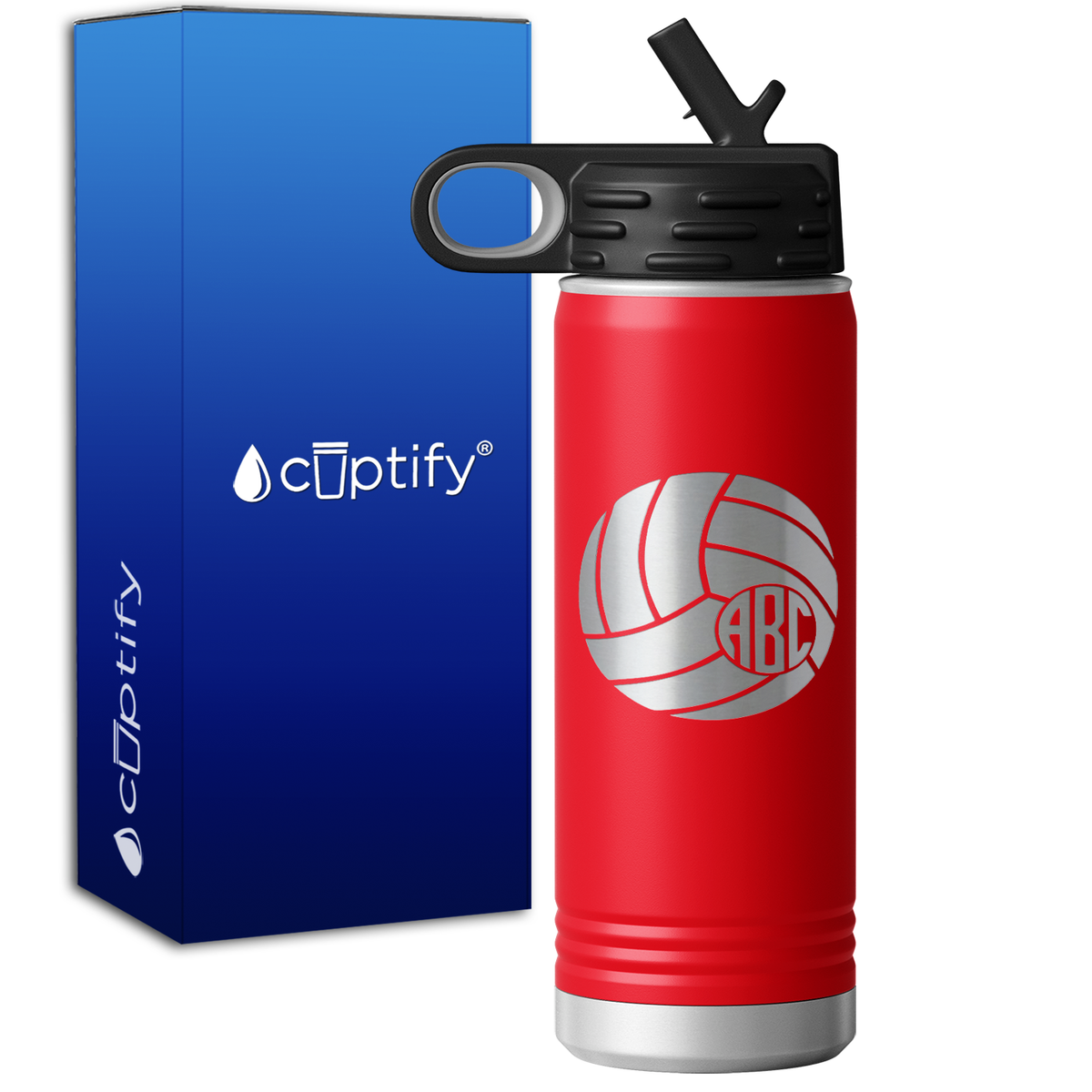 Personalized Circle Monogram Volleyball  20oz Sport Water Bottle