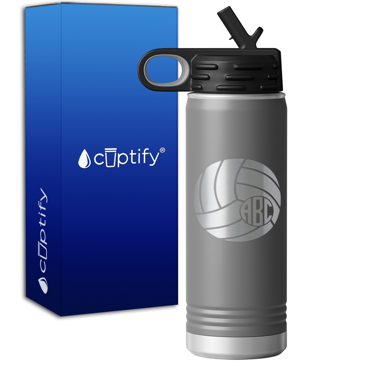 Personalized Circle Monogram Volleyball  20oz Sport Water Bottle