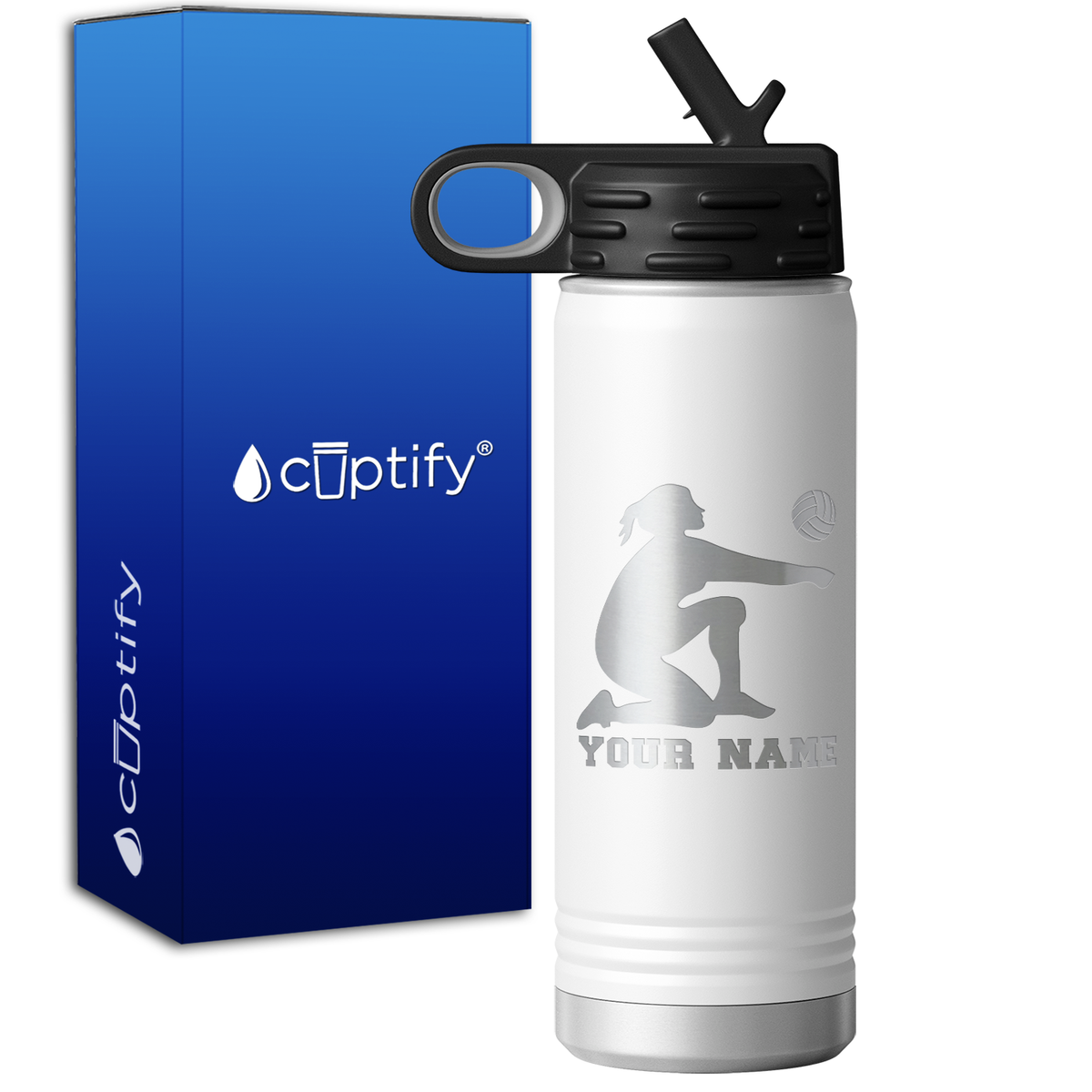 Personalized Volleyball Girl Bumping 20oz Sport Water Bottle