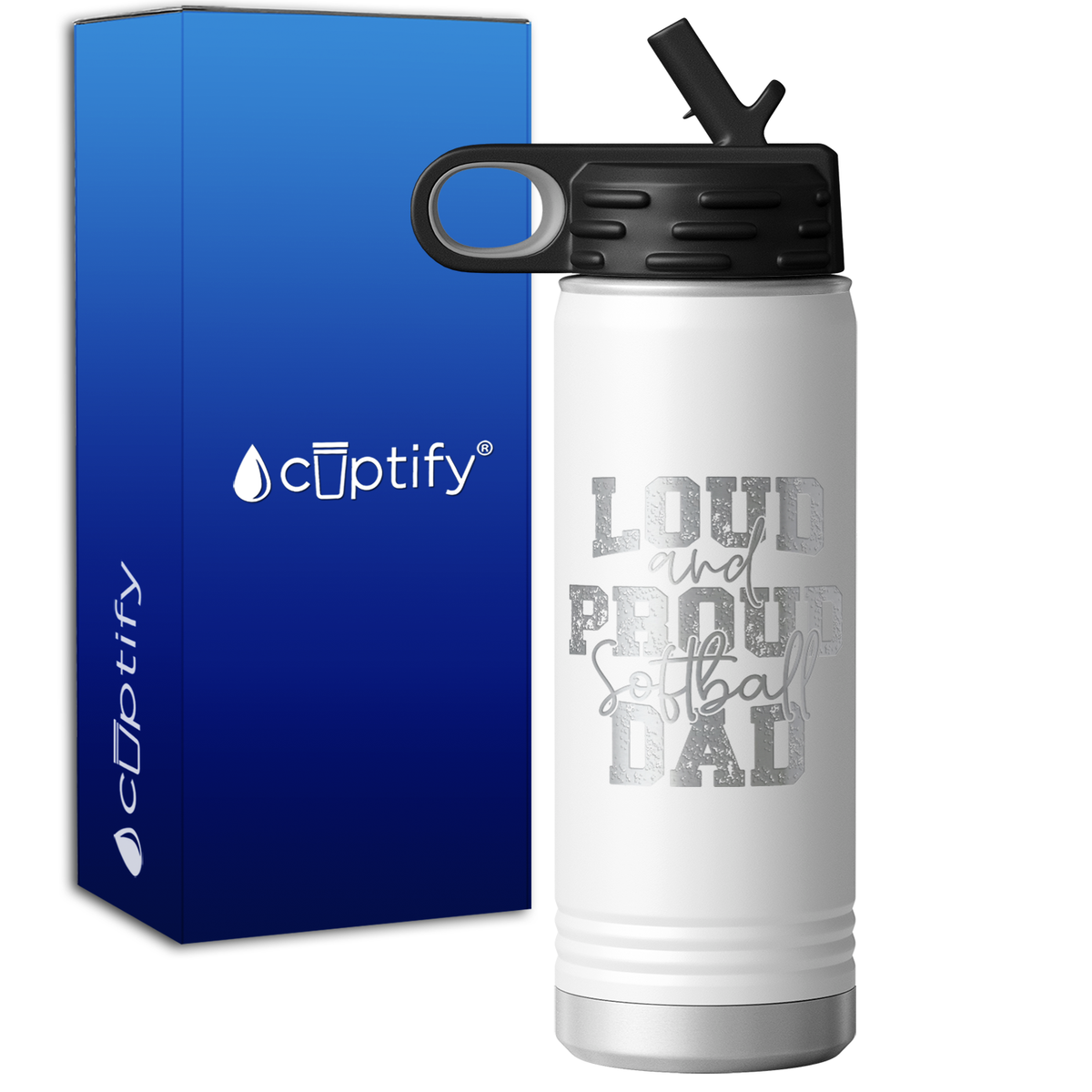 Loud and Proud Softball Dad 20oz Sport Water Bottle