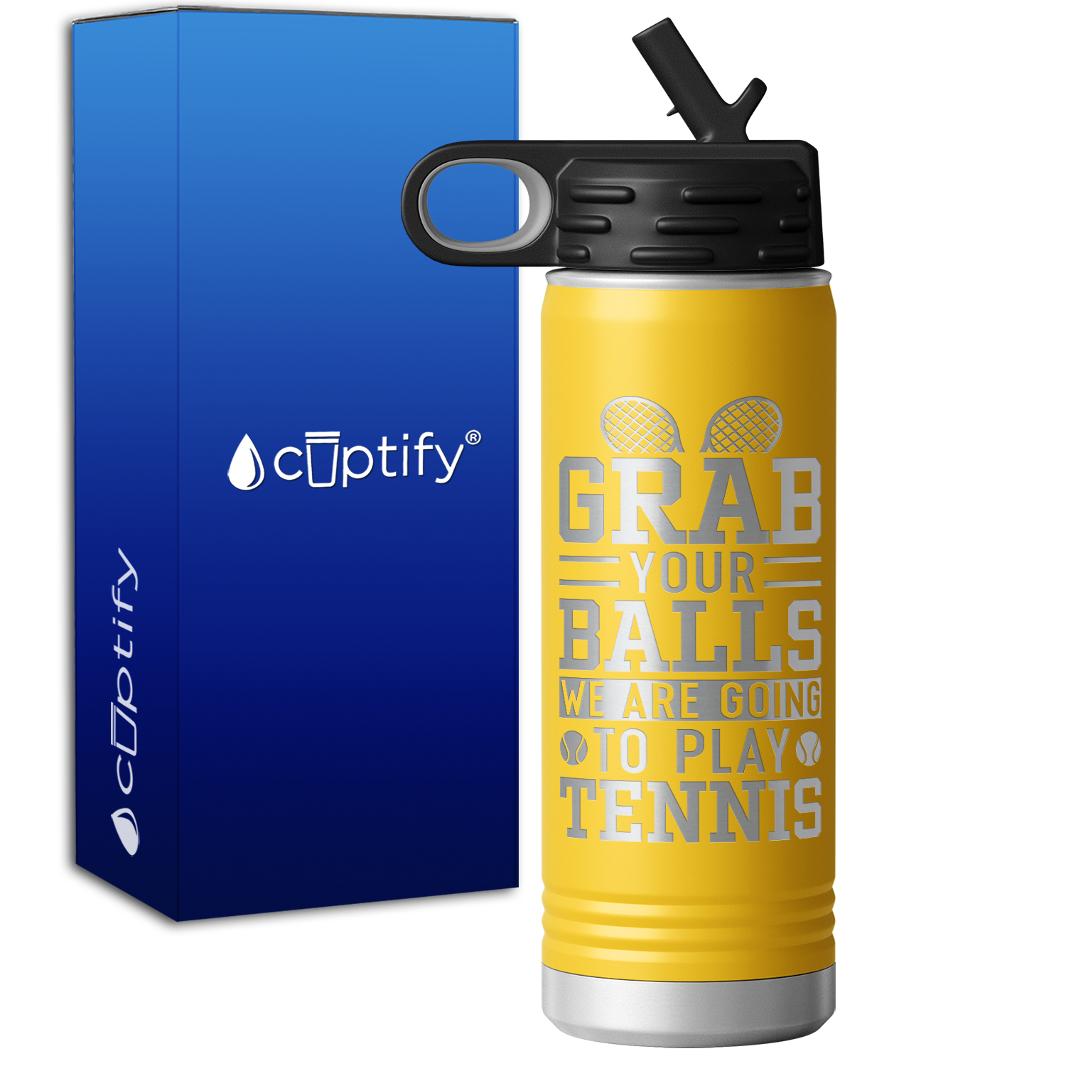 Grab your Balls We are Going to Play Tennis 20oz Sport Water Bottle