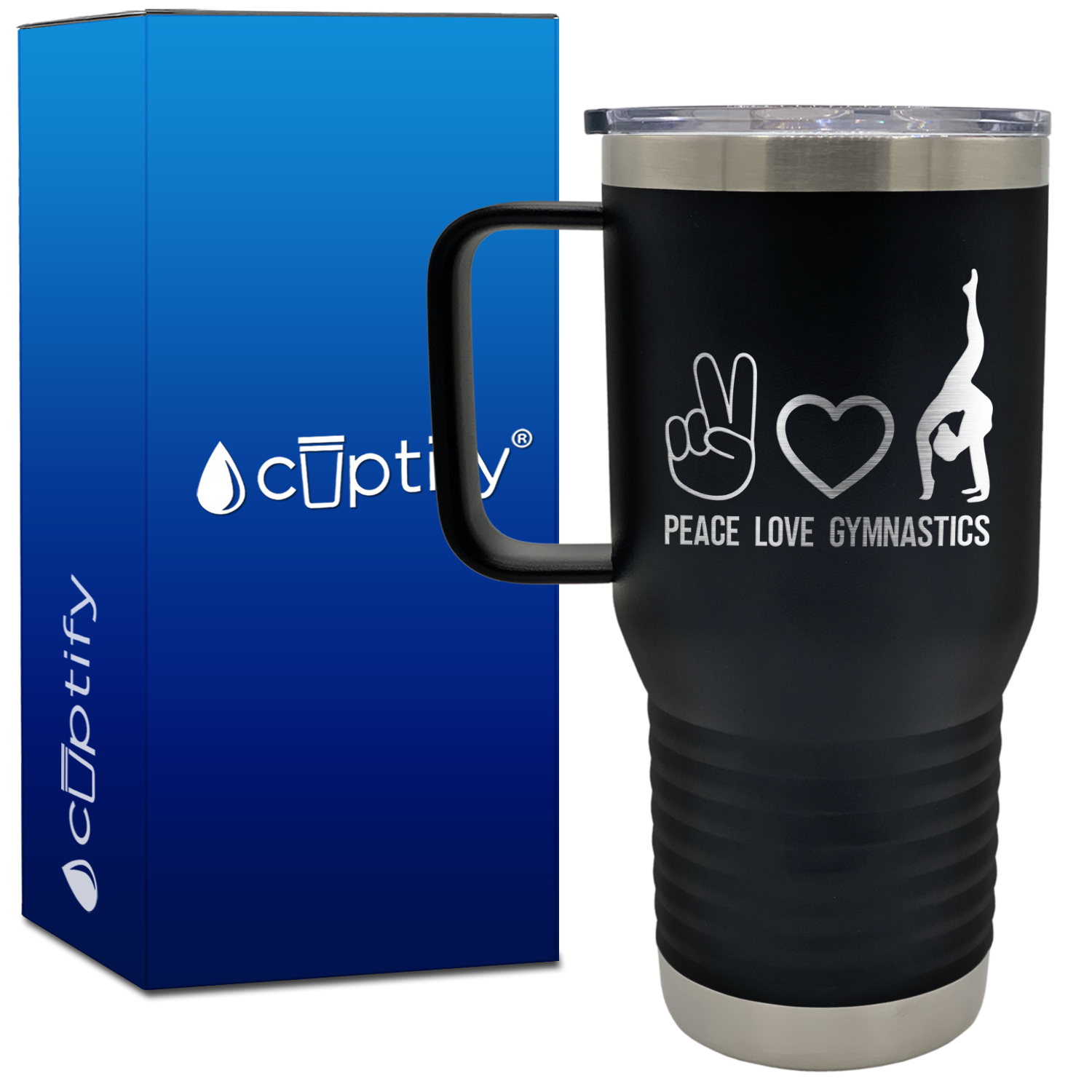 Peace Love Gymnastics 20oz Gymnastics Travel Mug