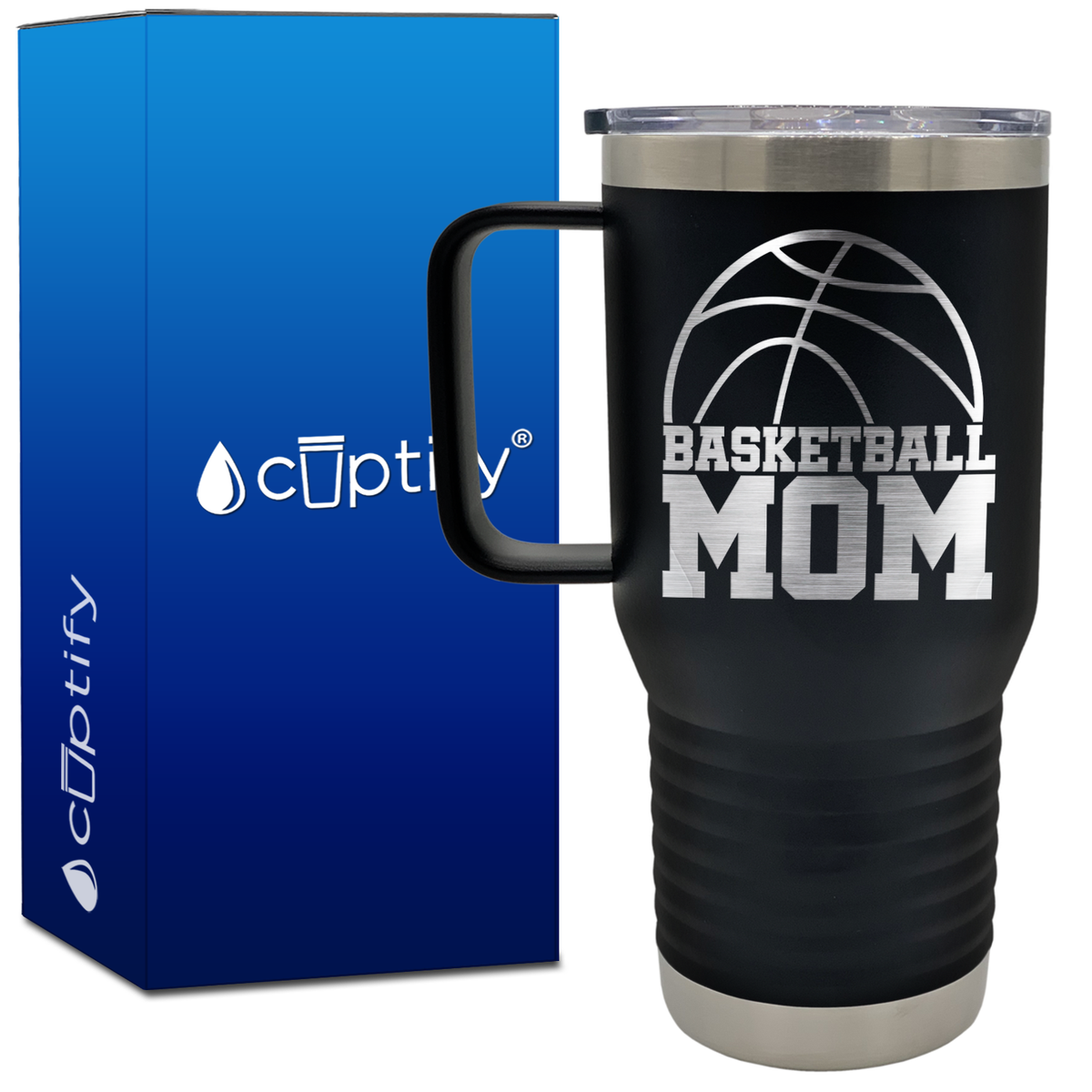 Basketball Mom Half Ball 20oz Basketball Travel Mug