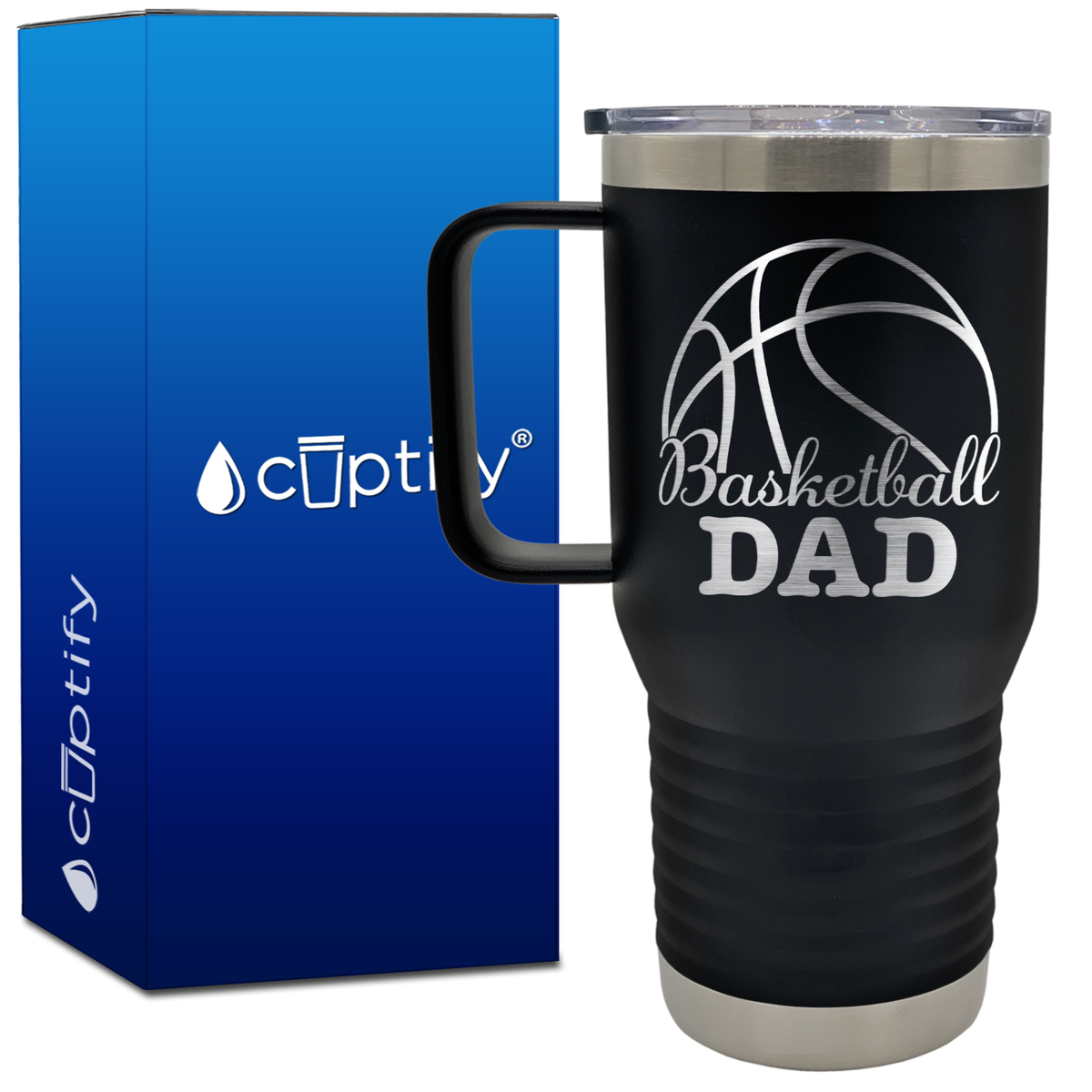 Basketball Dad Big Half Ball 20oz Basketball Travel Mug