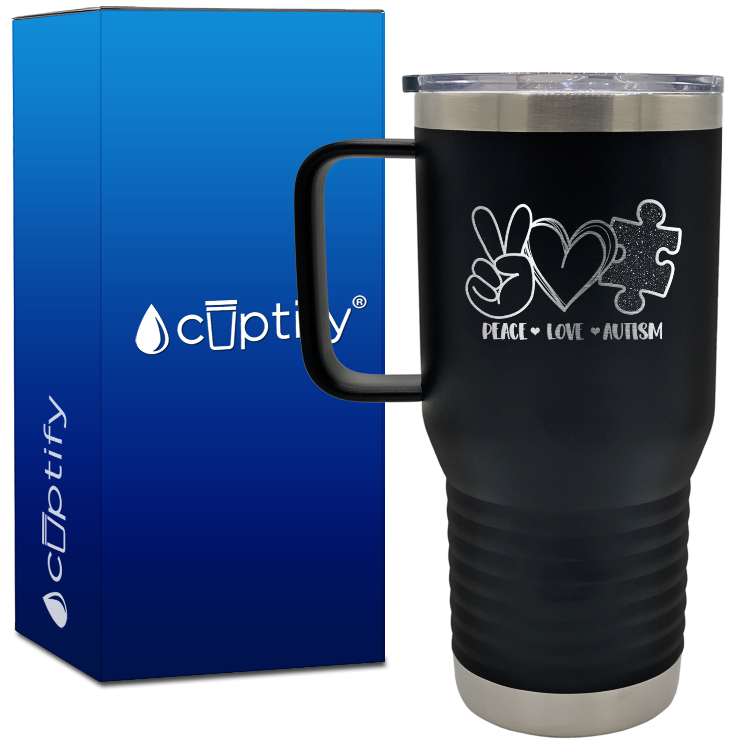 Peace Love Autism 20oz Autism Travel Mug