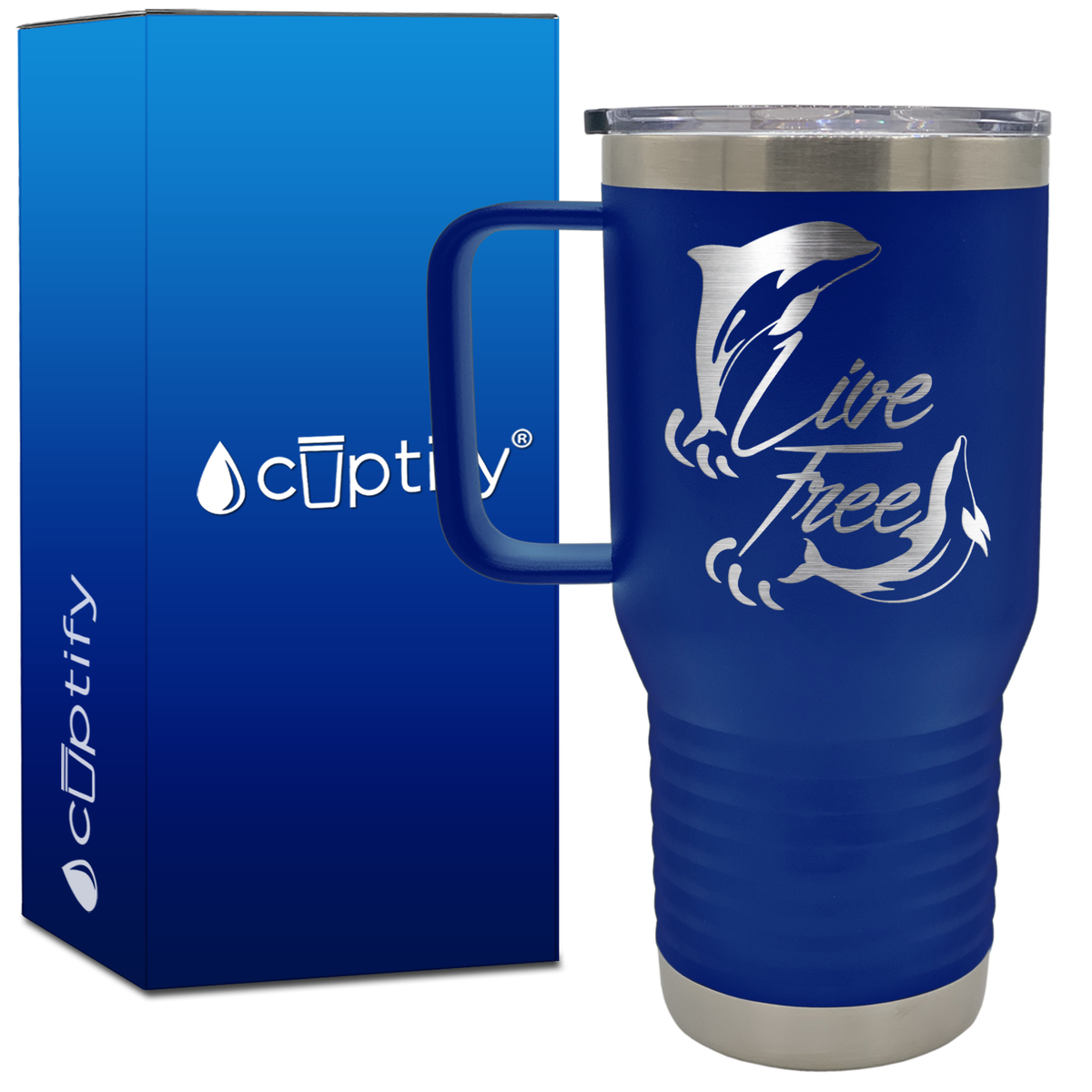 Dolphins Live Free 20oz Beach Life Travel Mug