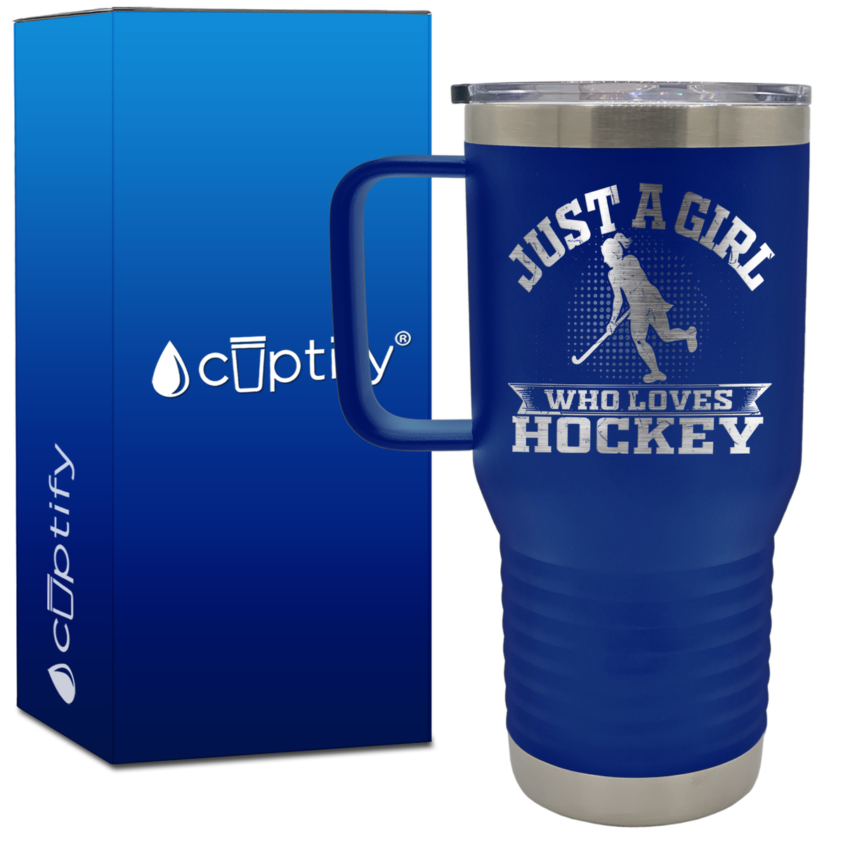 Just a Girl Who Loves Hockey Player Silhouette 20oz Hockey Travel Mug