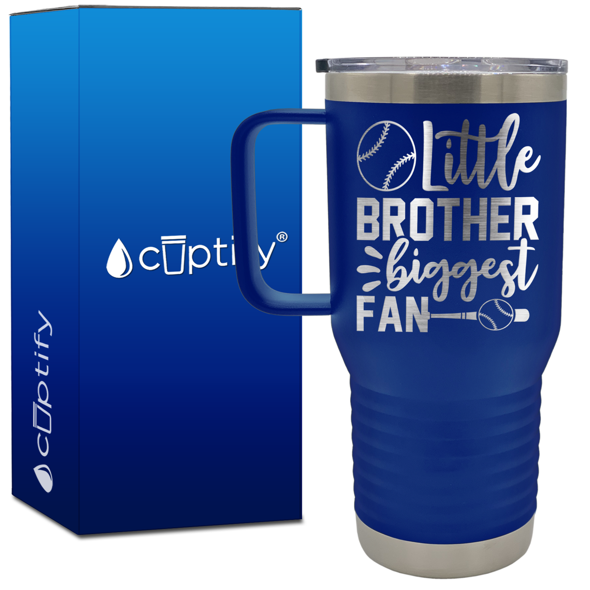 Little Brother Biggest Fan 20oz Baseball Travel Mug