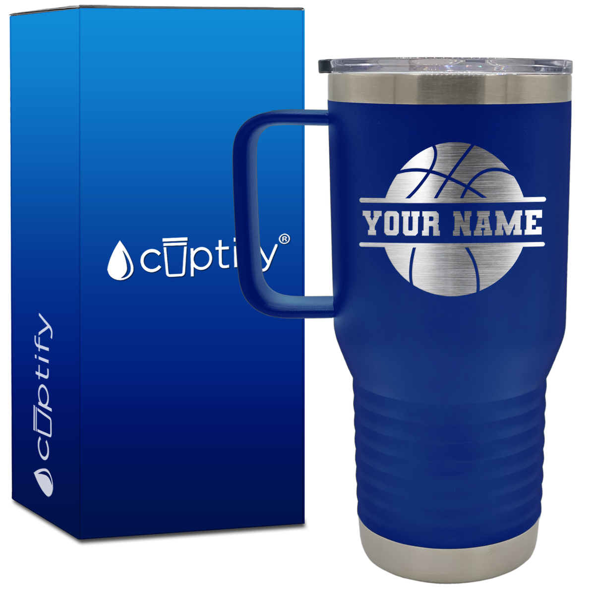 Personalized Basketball 20oz Basketball Travel Mug
