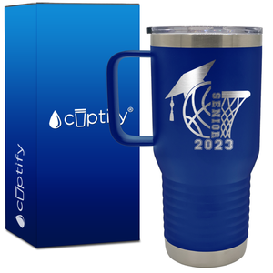 Basketball Senior with Grad Cap 20oz Basketball Travel Mug