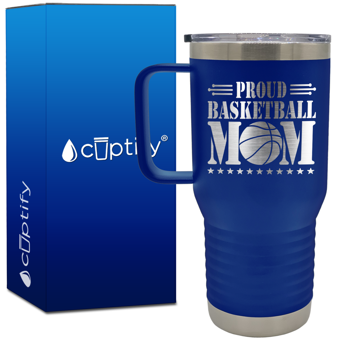 Proud Basketball Mom 20oz Basketball Travel Mug