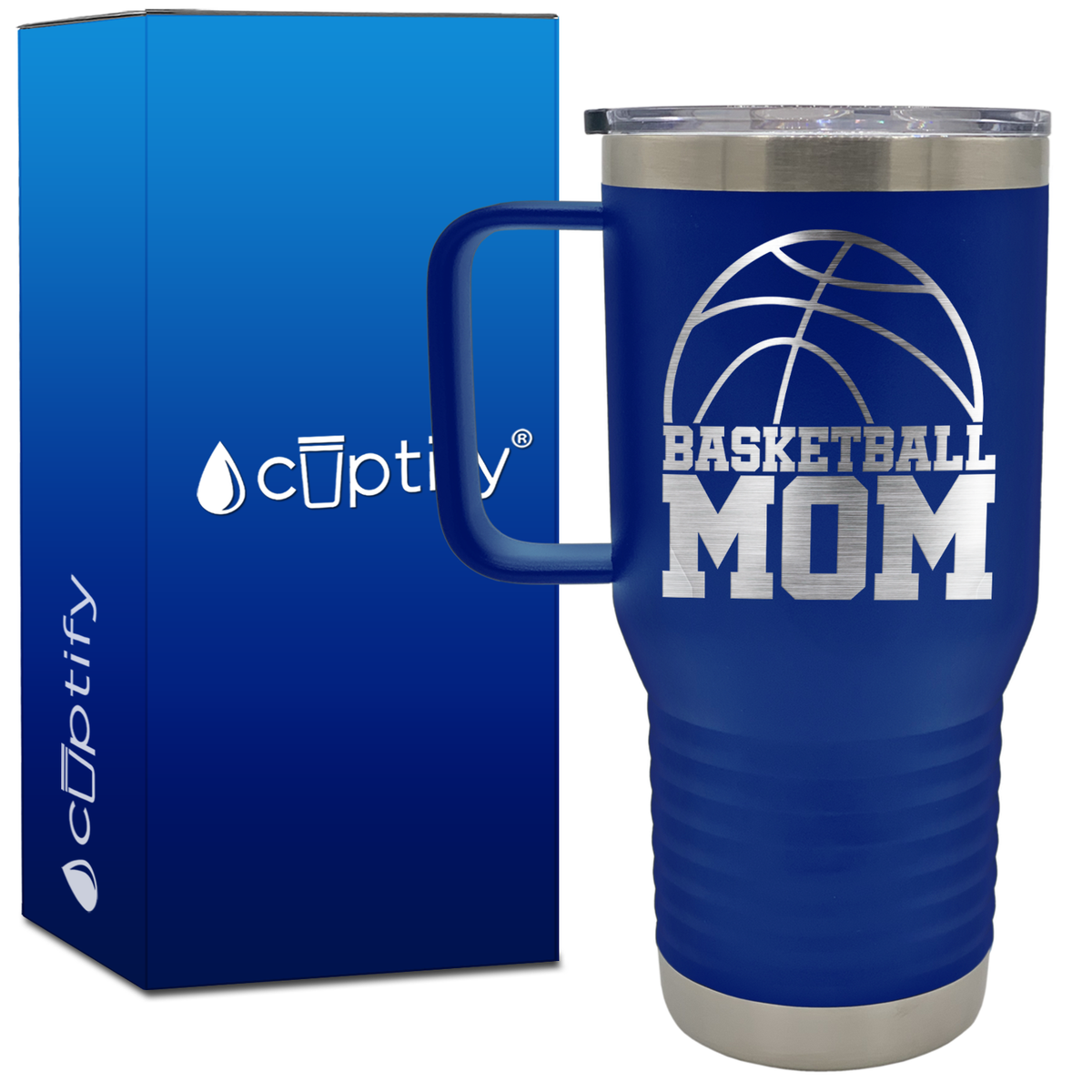 Basketball Mom Half Ball 20oz Basketball Travel Mug