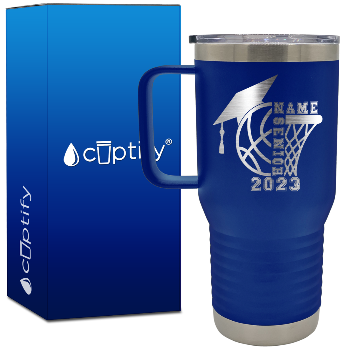 Personalized Basketball Senior 20oz Basketball Travel Mug