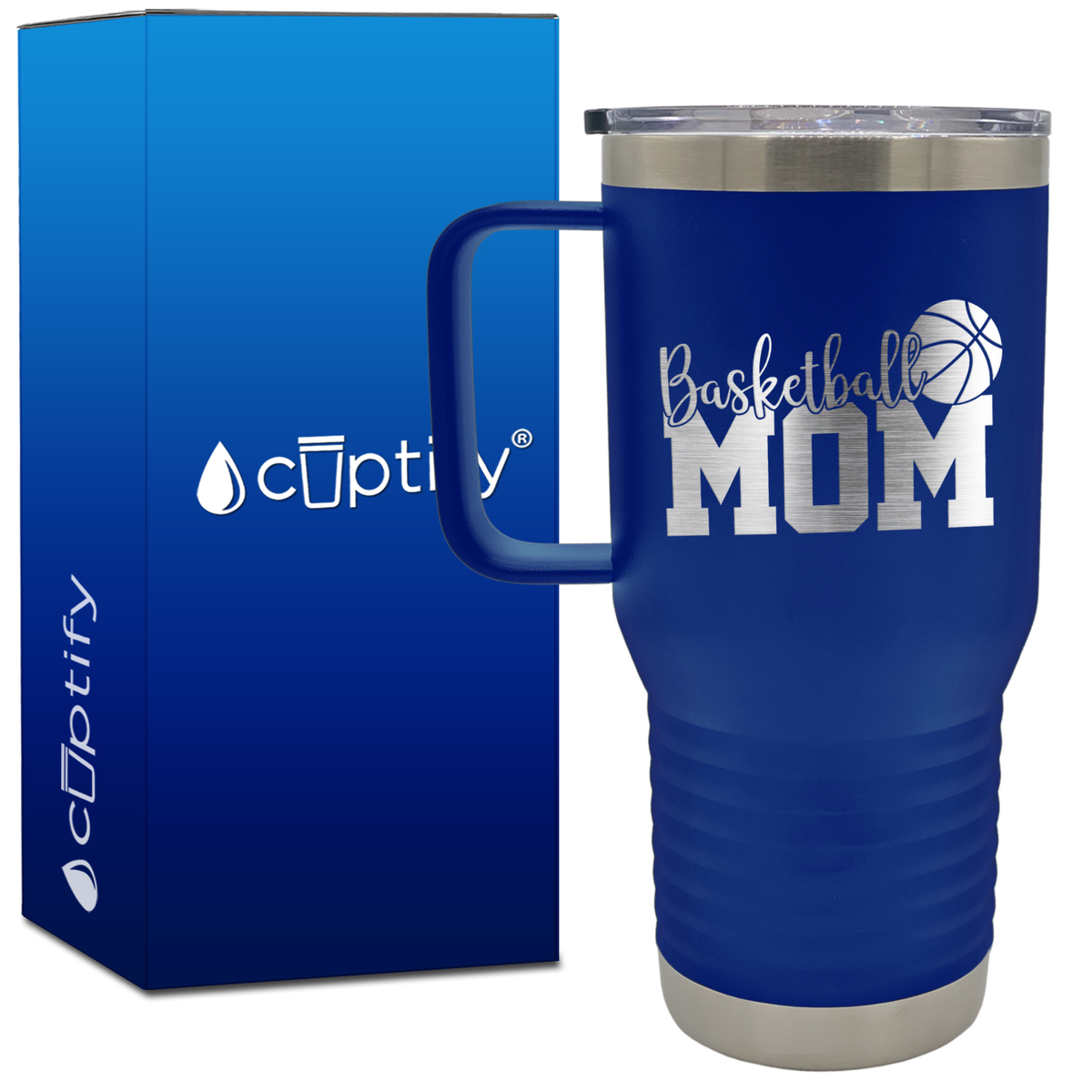 Basketball Mom Slanted 20oz Basketball Travel Mug