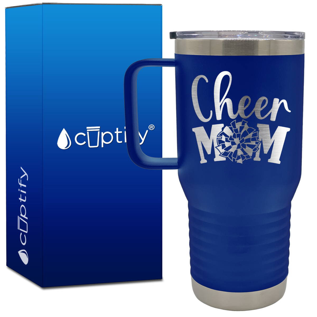 Cheer Mom Pom Pom Middle 20oz Cheer Travel Mug