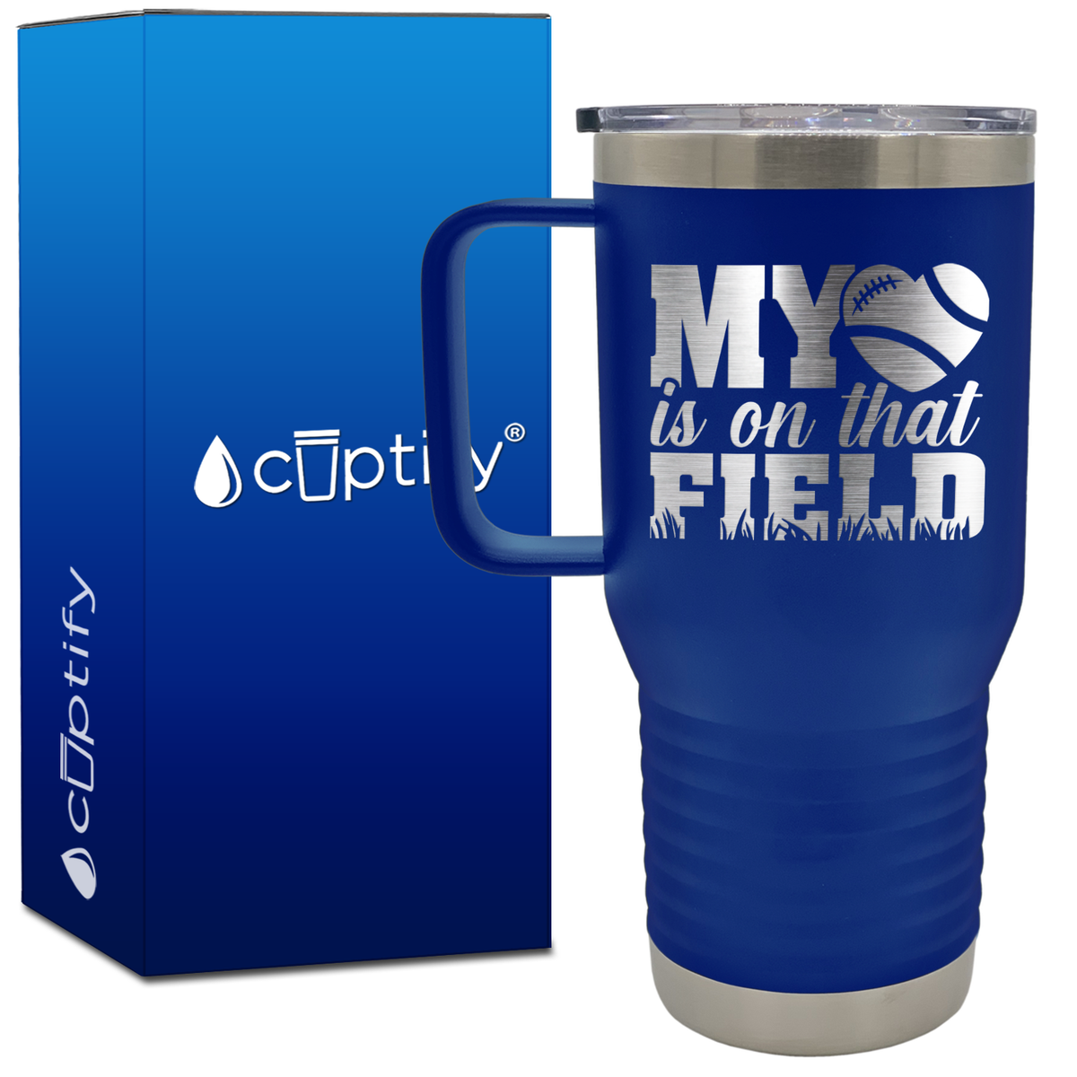 My Heart is on That Field Football 20oz Football Travel Mug