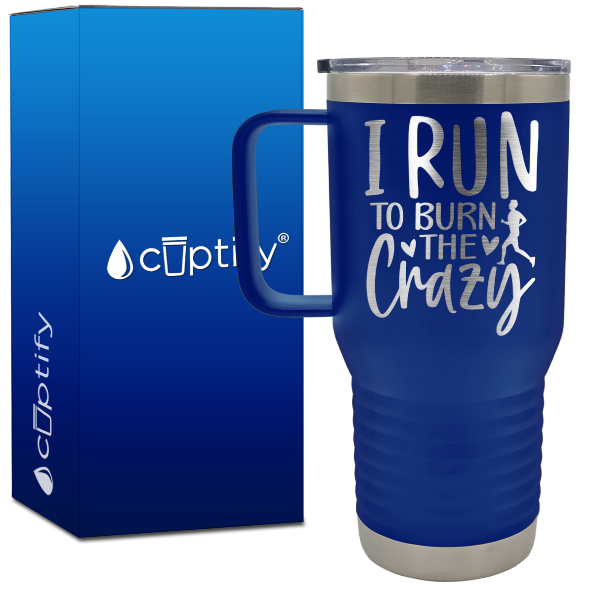 I Run to Burn the Crazy 20oz Running Travel Mug
