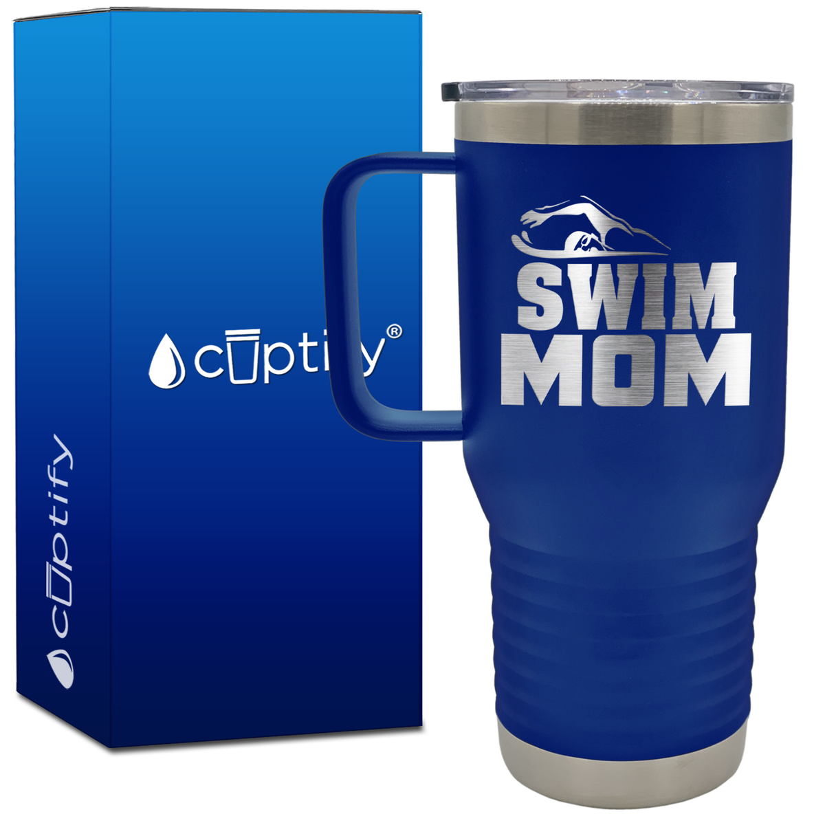 Swim Mom Silhouette 20oz Swimming Travel Mug