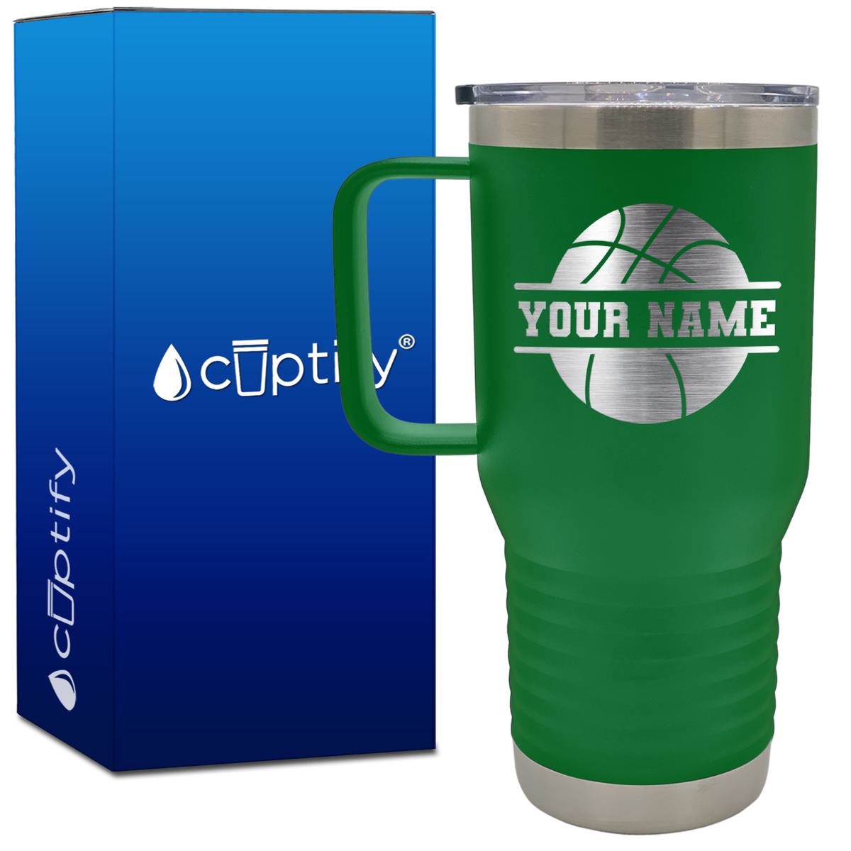 Personalized Basketball 20oz Basketball Travel Mug