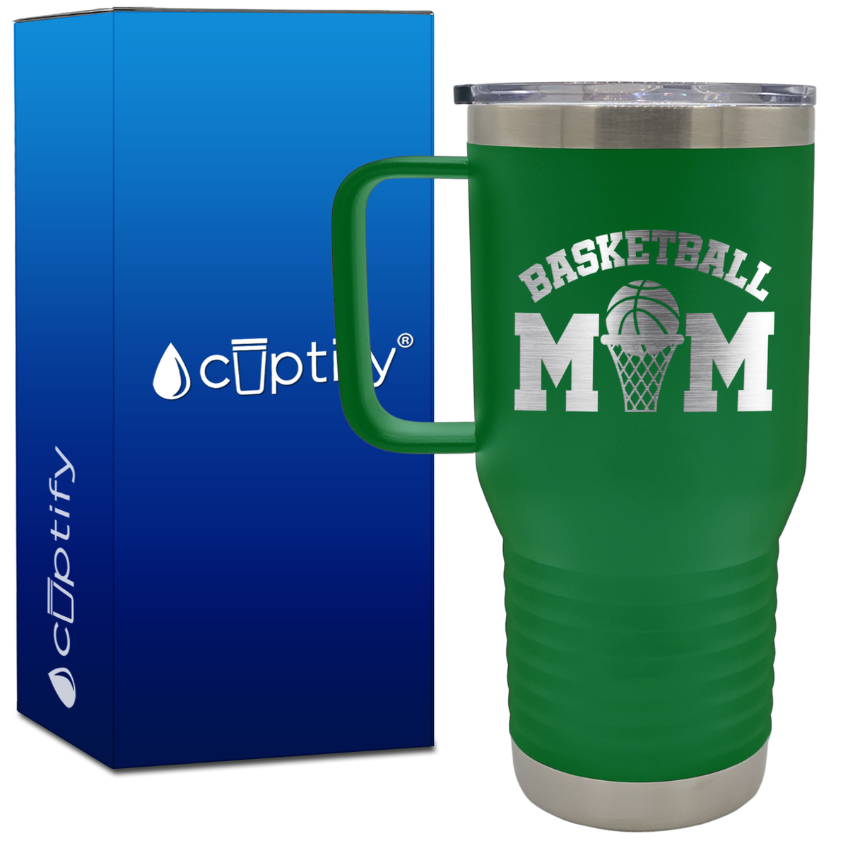 Basketball Mom Ball and Net 20oz Basketball Travel Mug