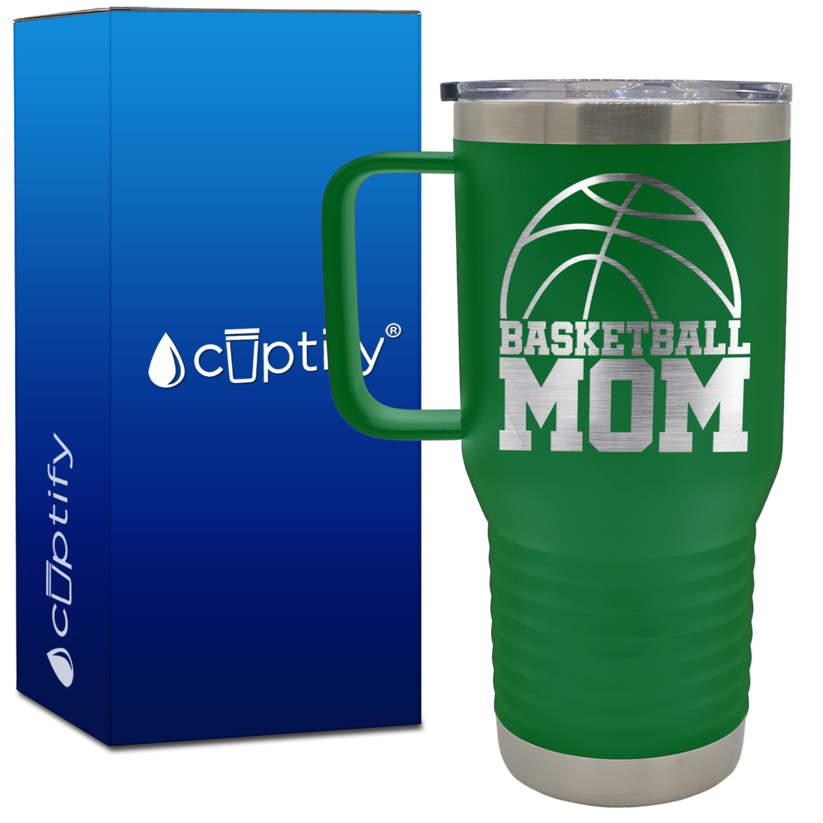 Basketball Mom Half Ball 20oz Basketball Travel Mug