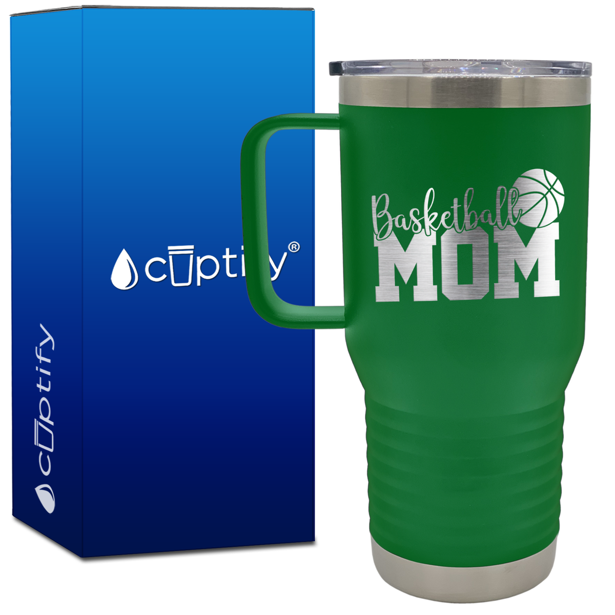 Basketball Mom Slanted 20oz Basketball Travel Mug