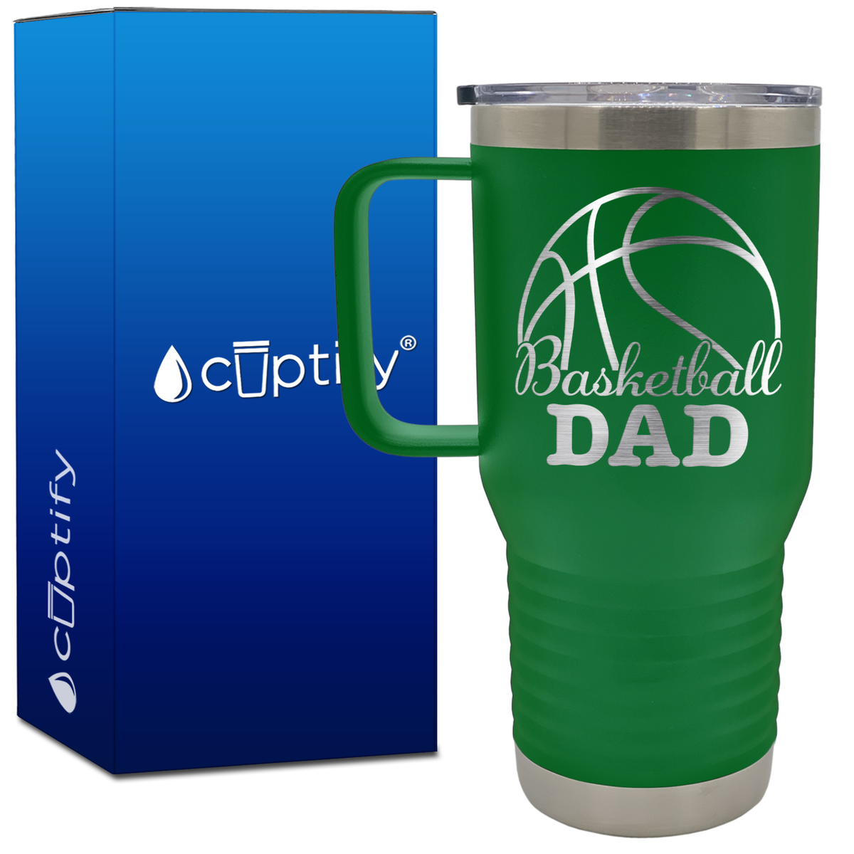 Basketball Dad Big Half Ball 20oz Basketball Travel Mug