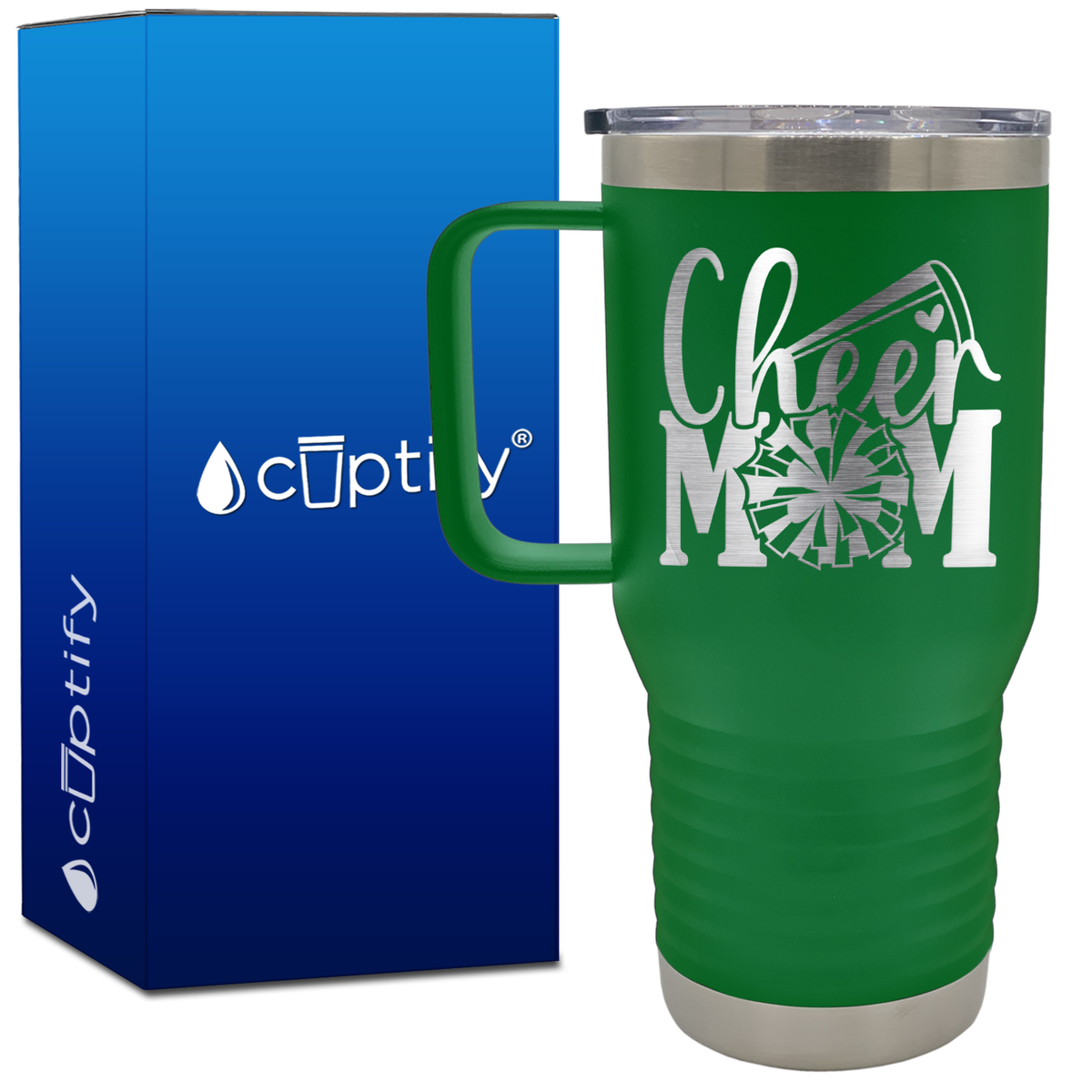 Cheer Mom Pom Pom and Megaphone 20oz Cheer Travel Mug
