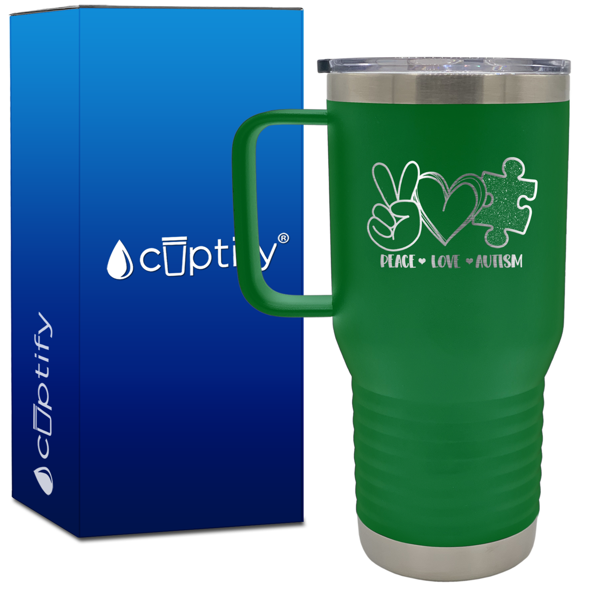 Peace Love Autism 20oz Autism Travel Mug