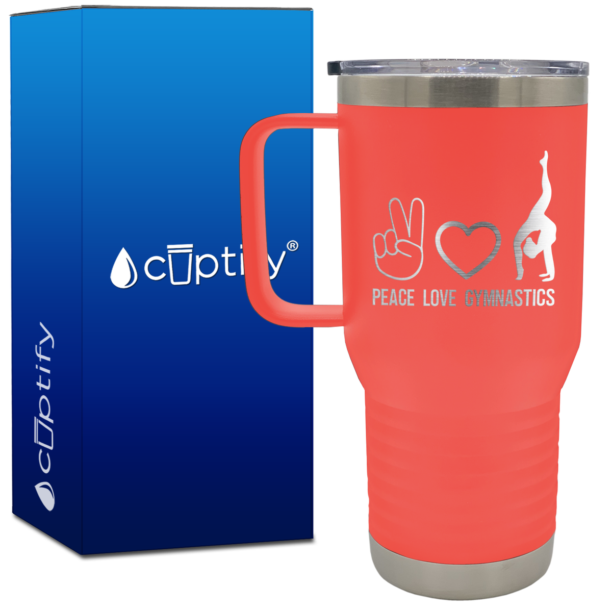 Peace Love Gymnastics 20oz Gymnastics Travel Mug