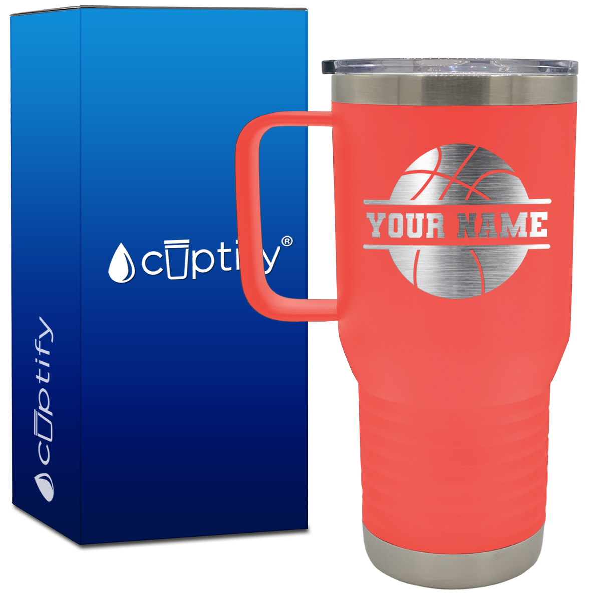 Personalized Basketball 20oz Basketball Travel Mug