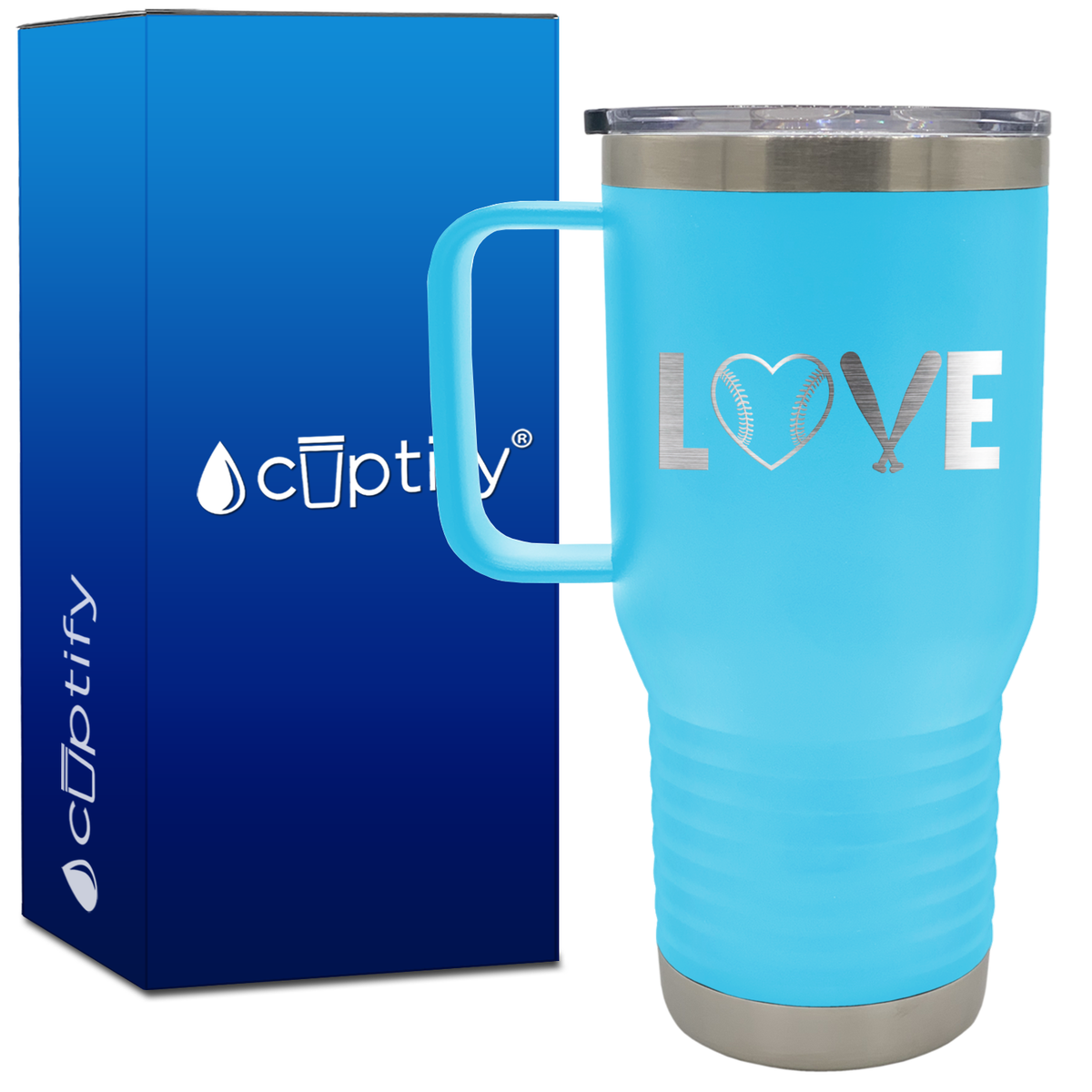 Love Baseball 20oz Baseball Travel Mug