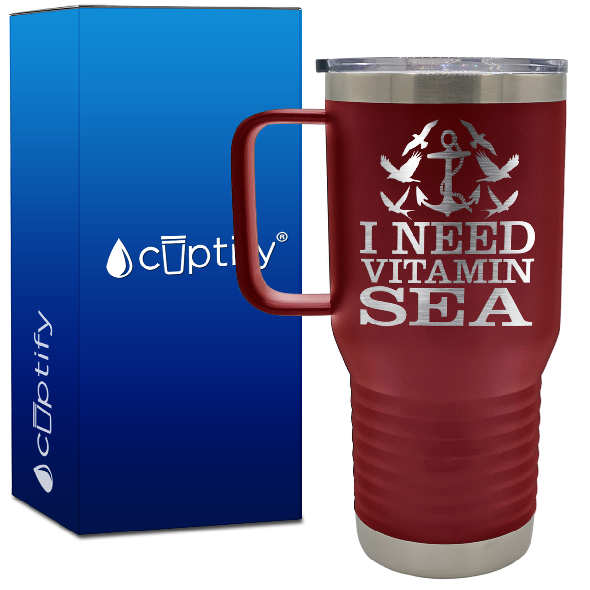 I Need Vitamin Sea 20oz Beach Life Travel Mug