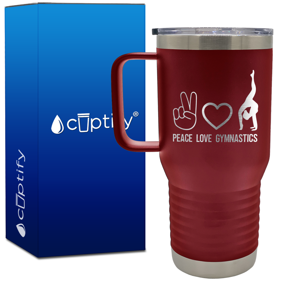 Peace Love Gymnastics 20oz Gymnastics Travel Mug