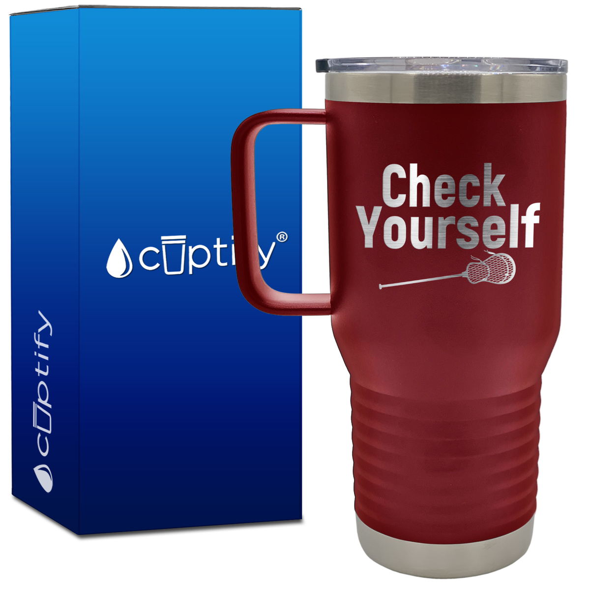 Check Yourself 20oz Lacrosse Travel Mug