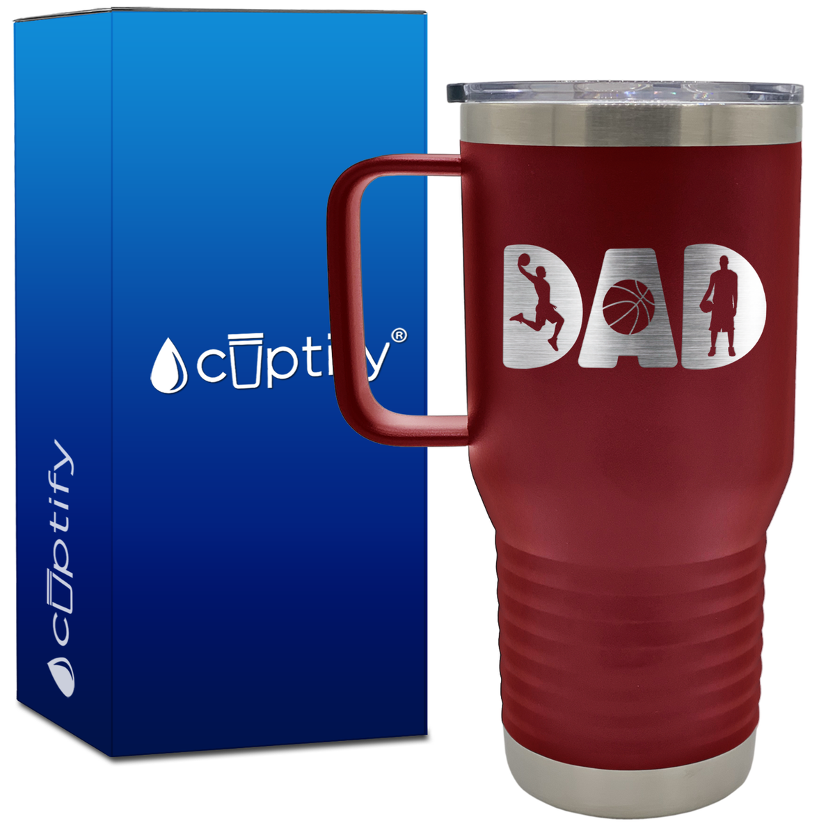 Dad Basketball Silhouettes 20oz Basketball Travel Mug