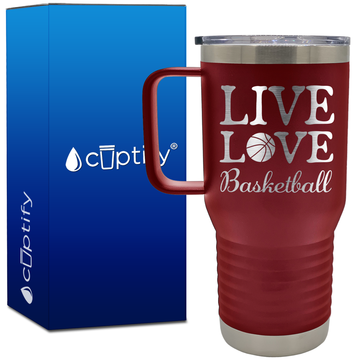Live Love Basketball 20oz Basketball Travel Mug