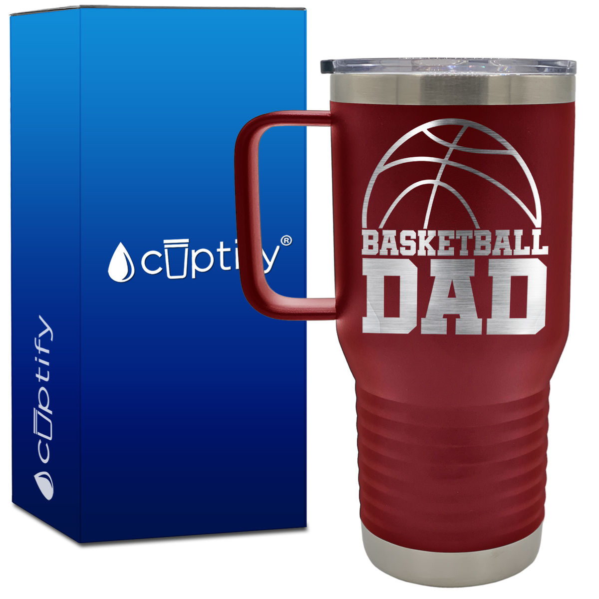 Basketball Dad Half Ball 20oz Basketball Travel Mug