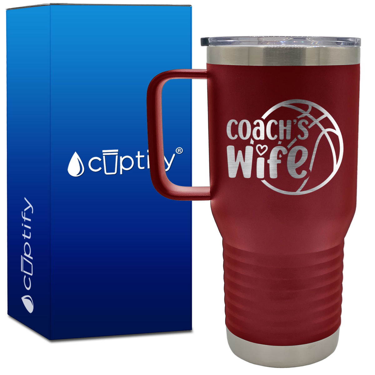 Coach's Wife Basketball 20oz Basketball Travel Mug