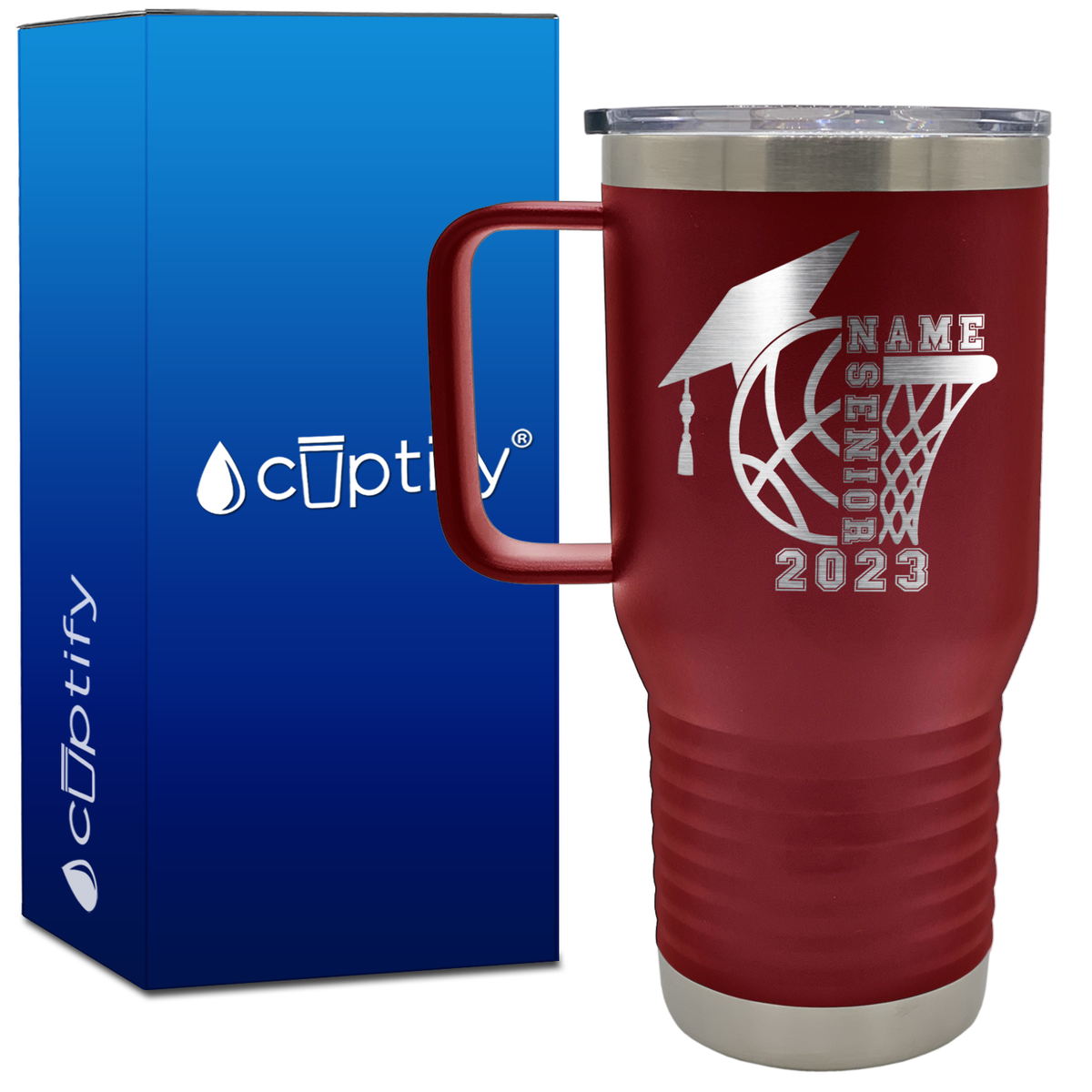 Personalized Basketball Senior 20oz Basketball Travel Mug