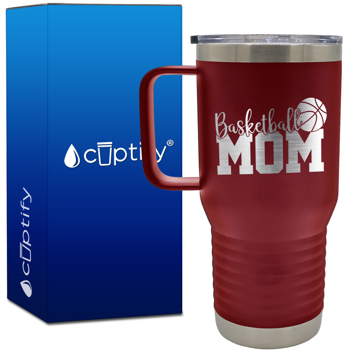 Basketball Mom Slanted 20oz Basketball Travel Mug