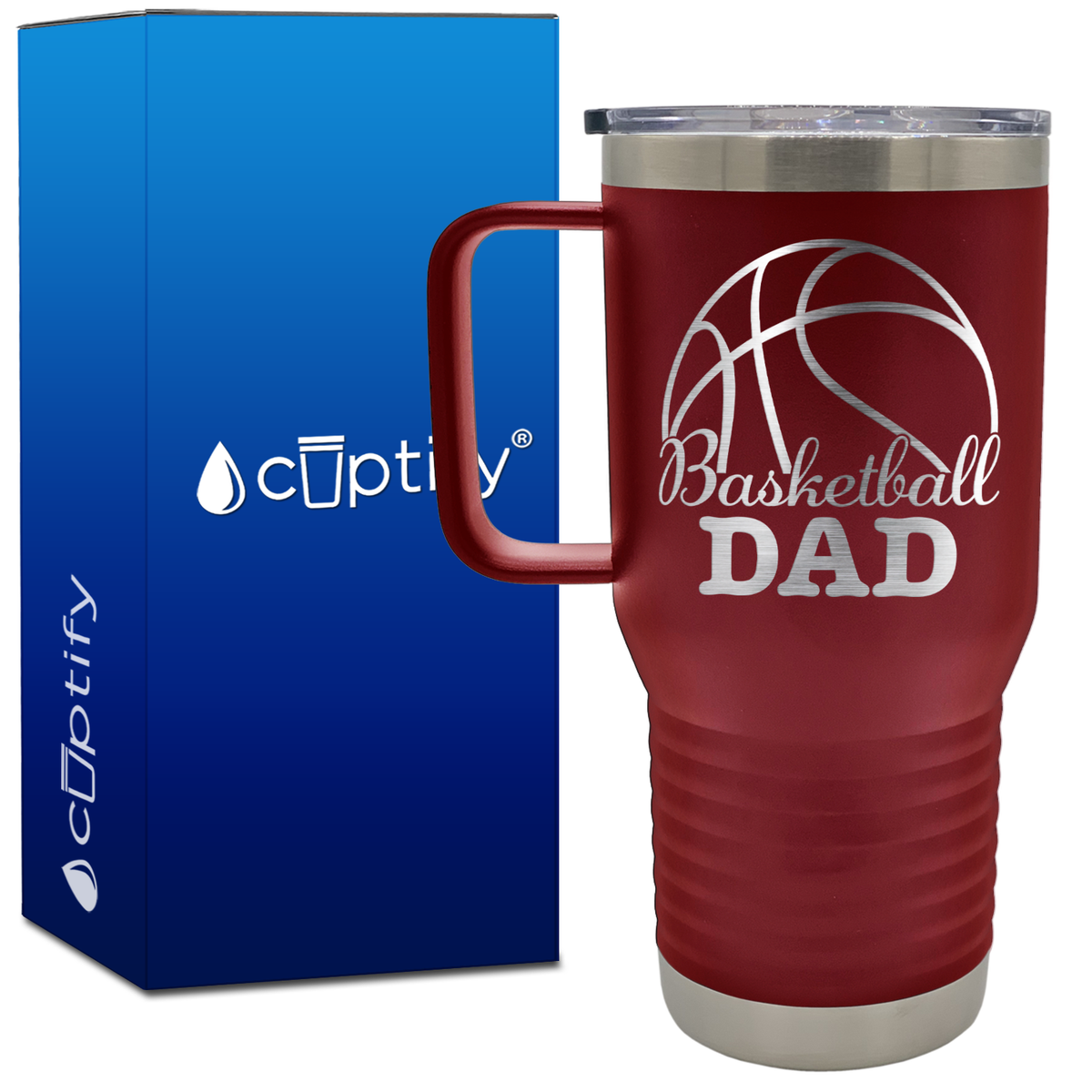 Basketball Dad Big Half Ball 20oz Basketball Travel Mug