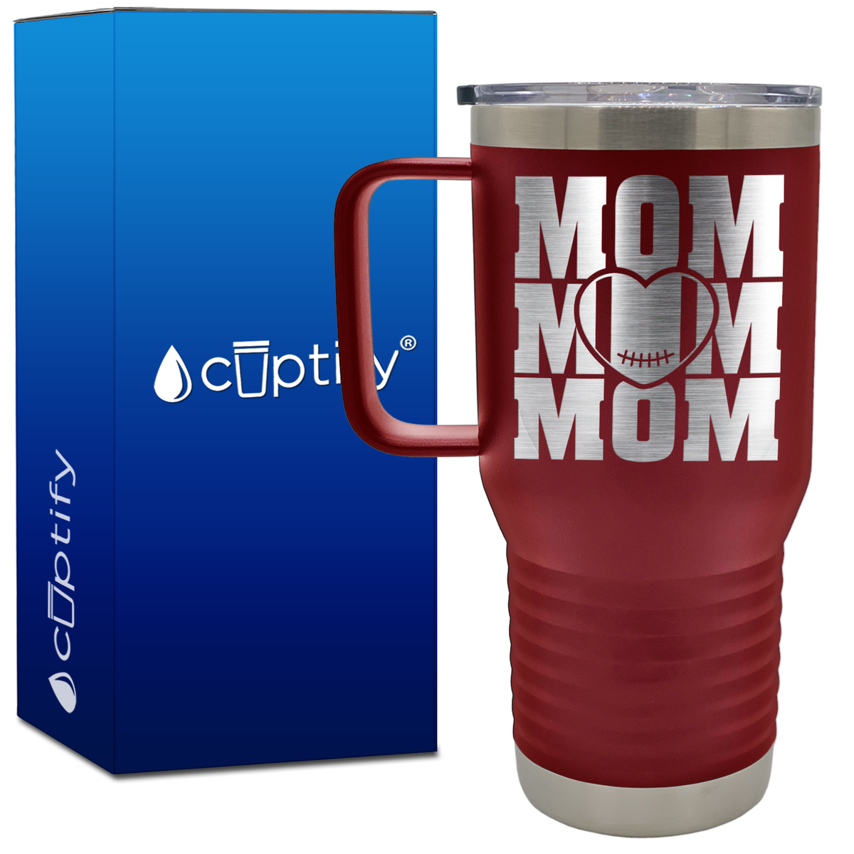 Mom Mom Mom Football 20oz Football Travel Mug