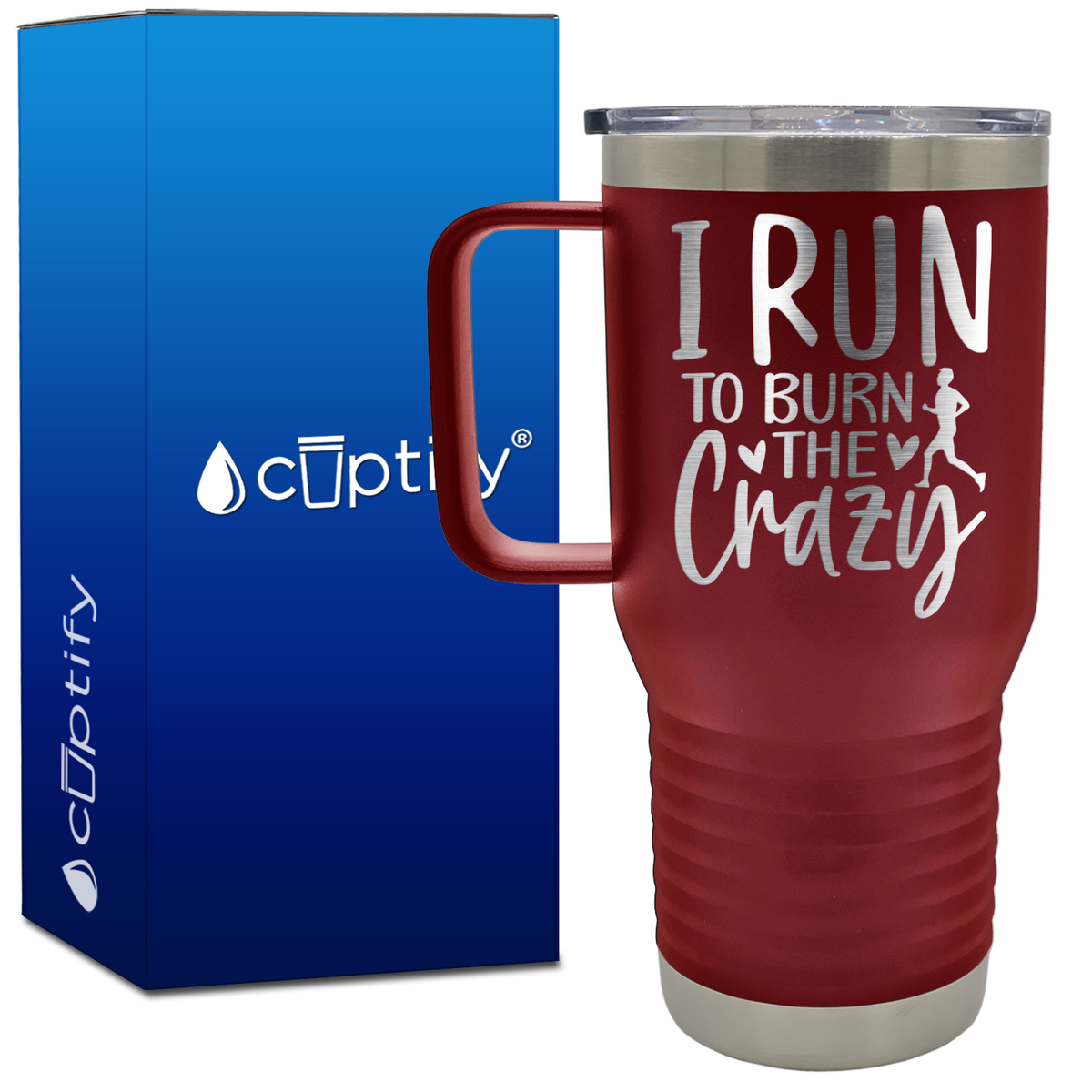 I Run to Burn the Crazy 20oz Running Travel Mug