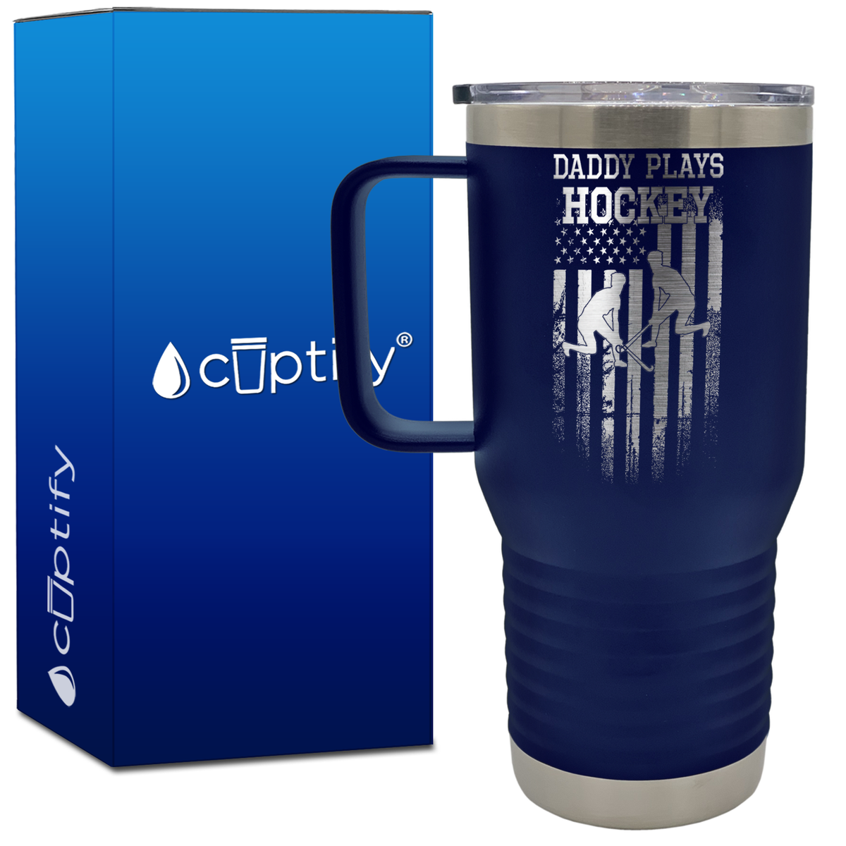 Daddy Plays Hockey 20oz Hockey Travel Mug
