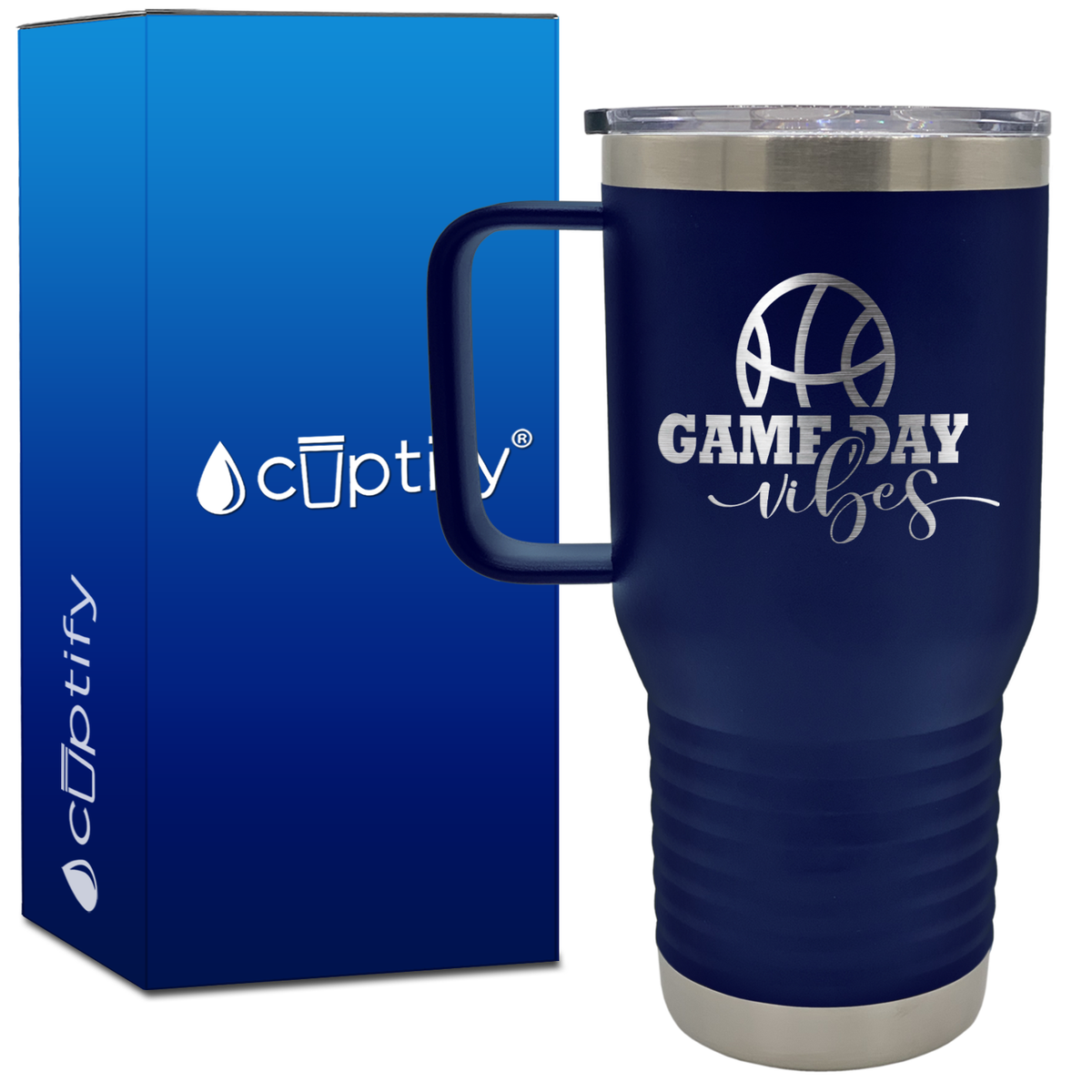 Game Day Vibes Basketball 20oz Basketball Travel Mug