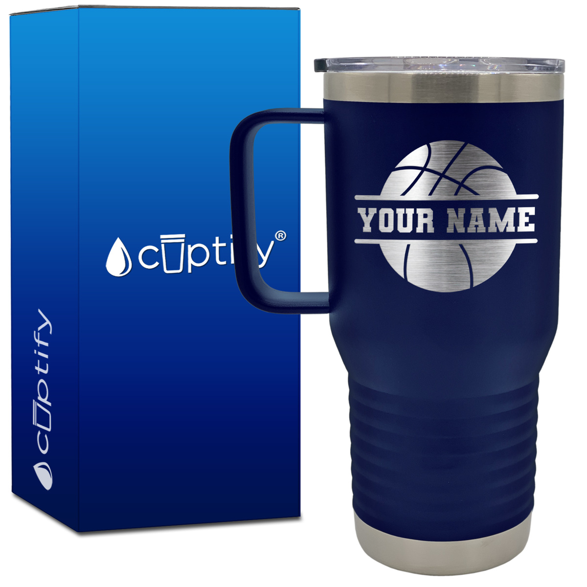 Personalized Basketball 20oz Basketball Travel Mug