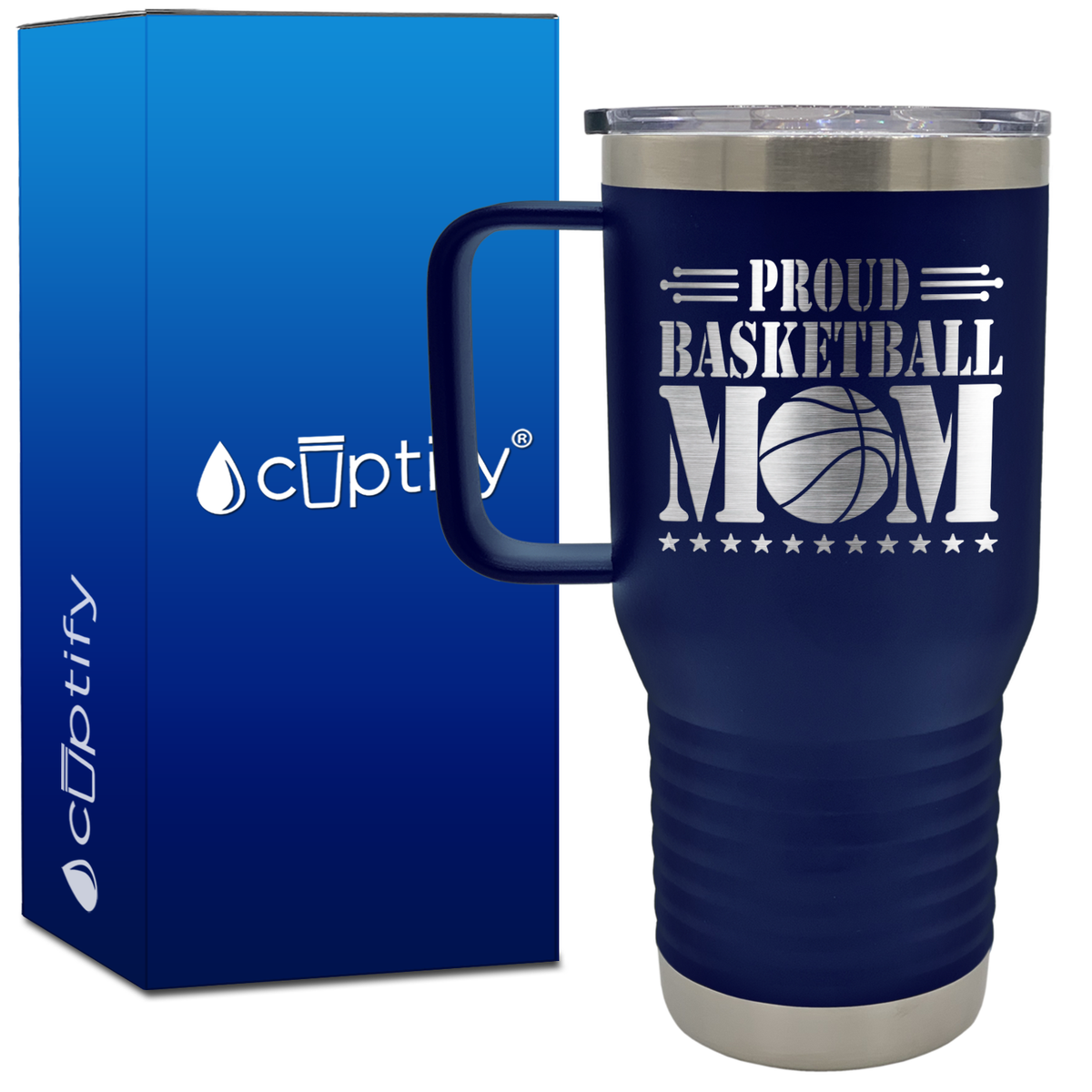 Proud Basketball Mom 20oz Basketball Travel Mug